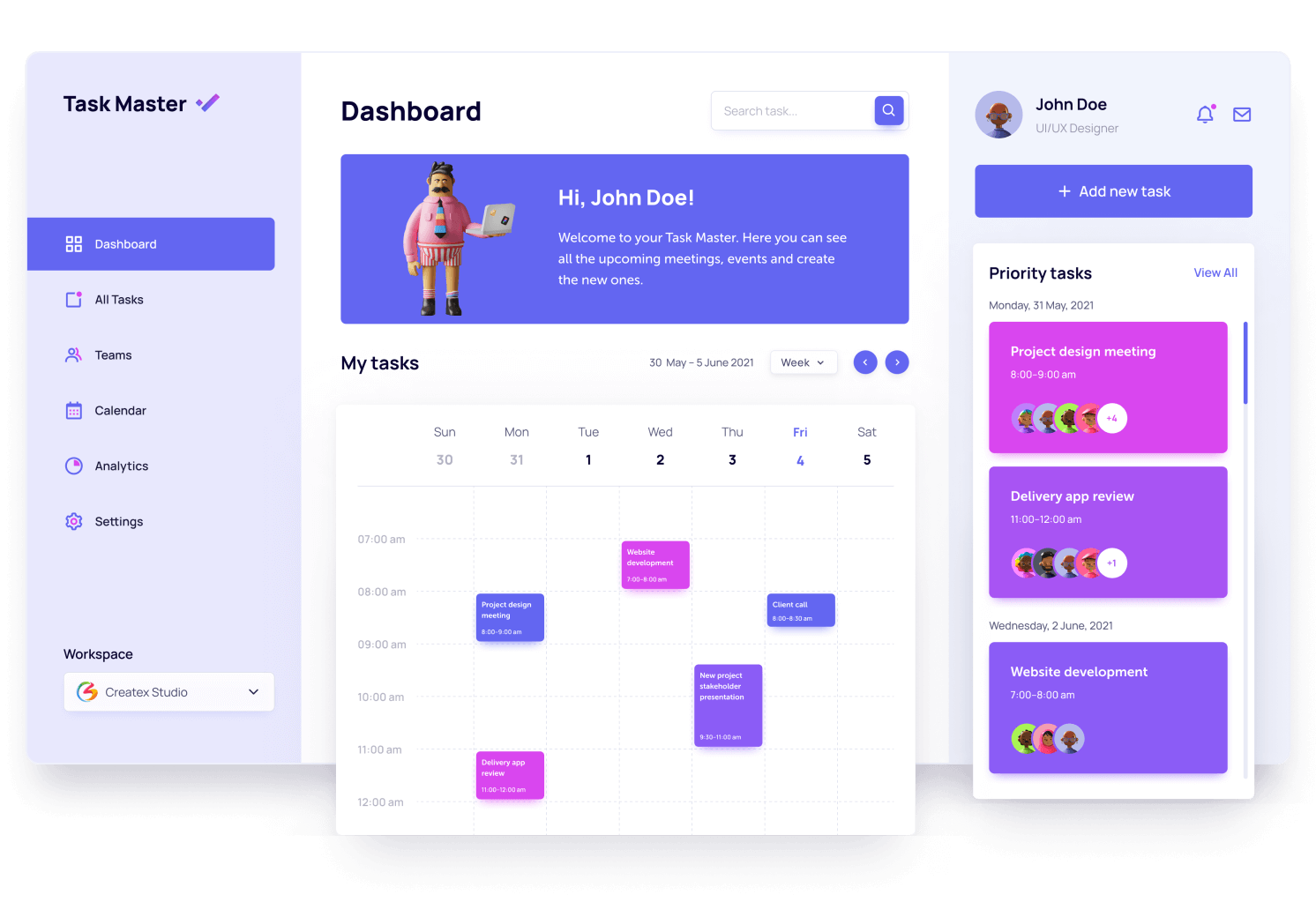MiniGantt dashboard előnézet